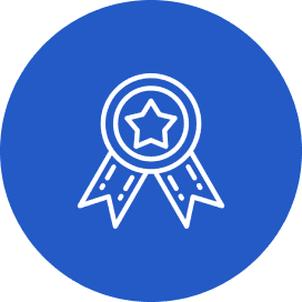 Award ribbon icon with star center.