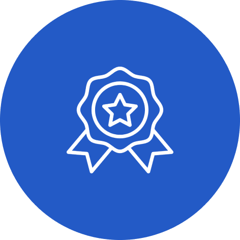 Award ribbon icon with star inside circle.